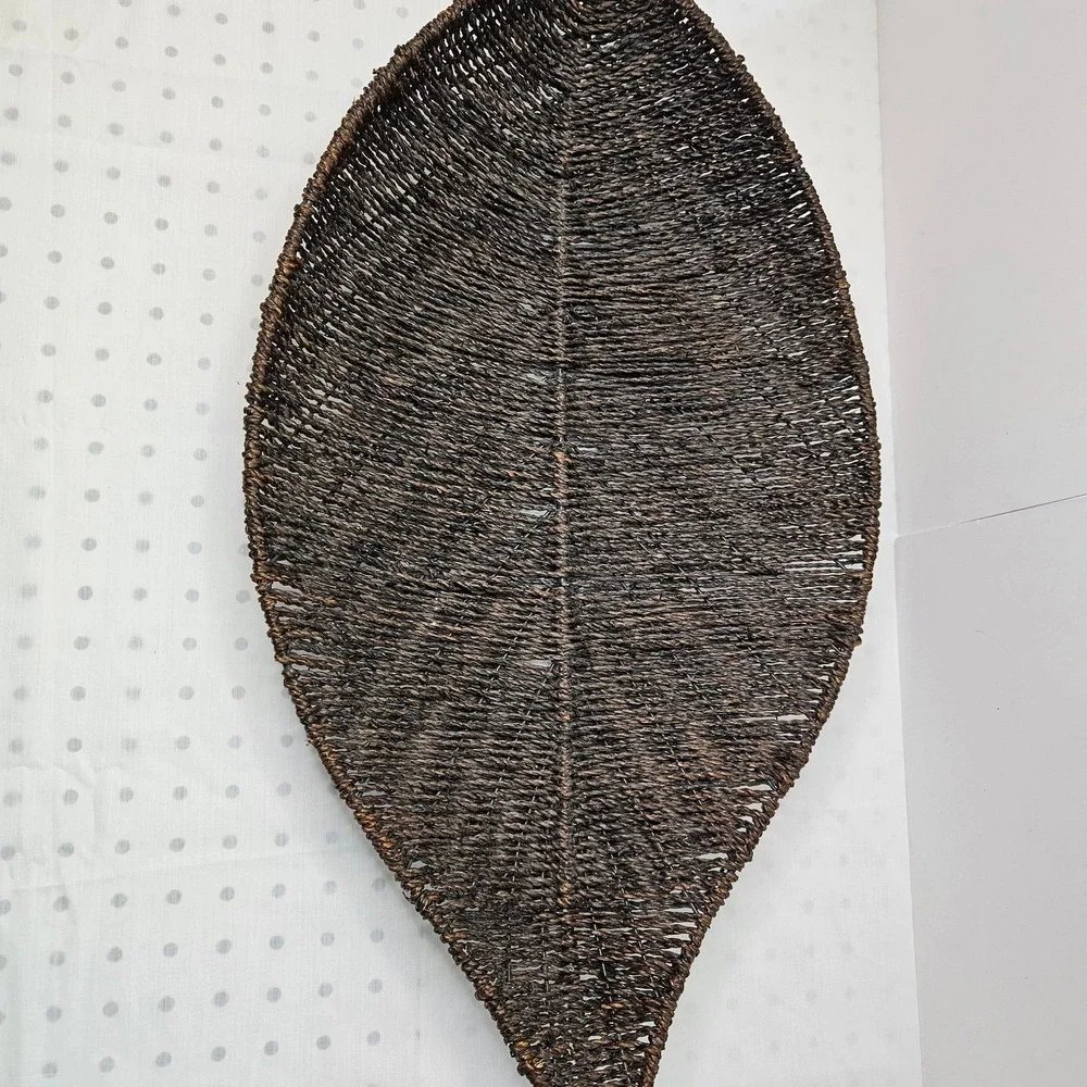 Modernist Woven‎ Wicker Leaf Shaped Decorative Bowl